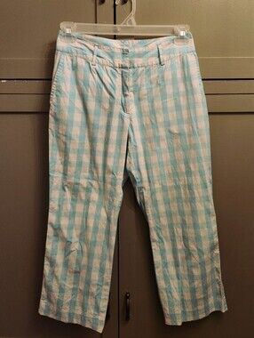 Lilly Pulitzer Blue & White Gingham Capri Pants